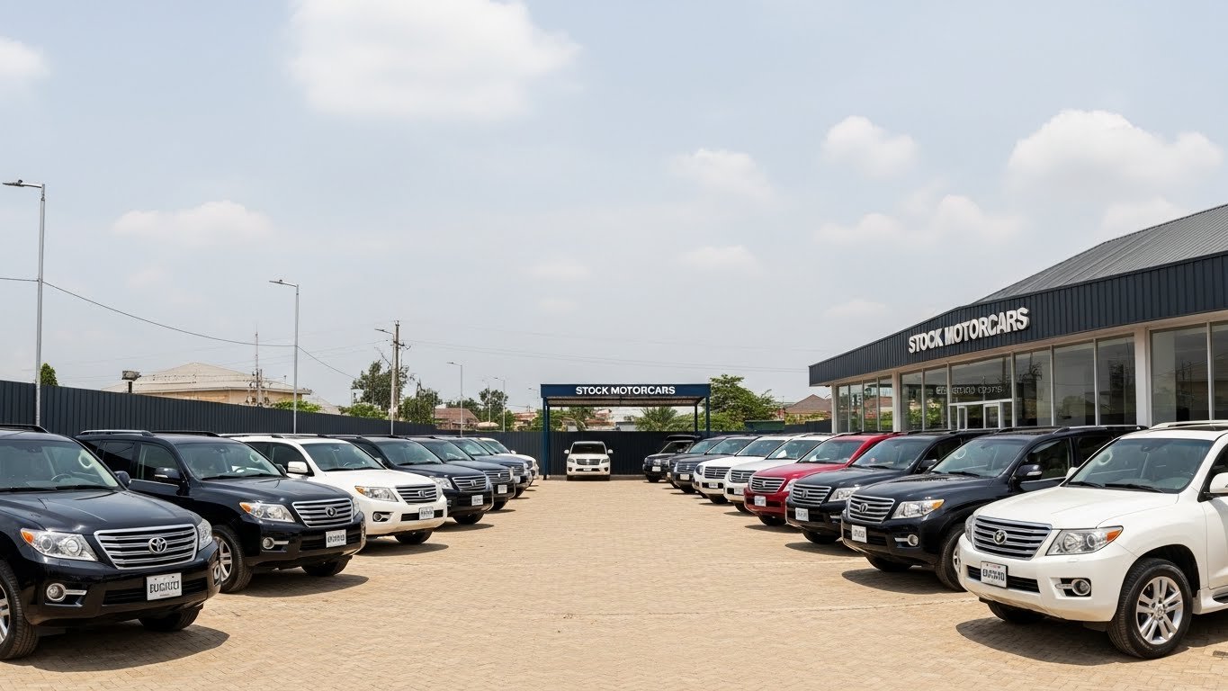 A lineup of premium luxury SUVs available for sale at Stock Motorcars in Nigeria.
